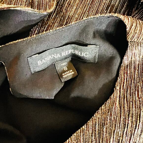 Banana Republic Metallic Sleeveless Hi Low Maxi Dress Size 8 Gold Brown - Picture 5 of 10